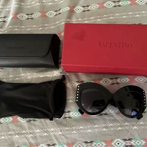 Valentino Black Sunglasses with Gold Studs